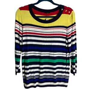 Talbots Crew Neck Striped Sweater - Size Medium